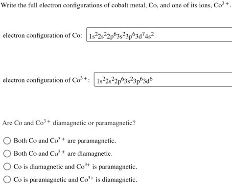 Electronic Configuration Of Co3+ Chemistry Q&A .